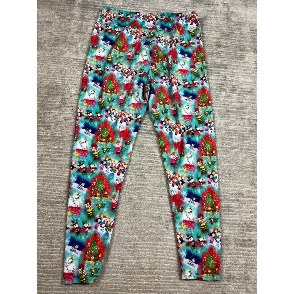 LuLaRoe Leggings Womens TC2 Multicolor Peanuts Christmas Snoopy Holiday Stretch - Picture 8 of 11